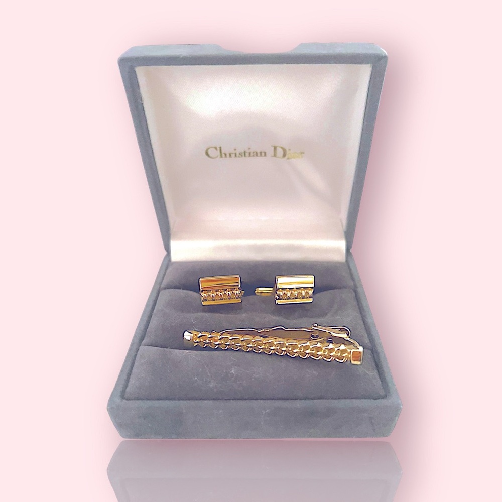 Christian Dior Cufflinks and Tie Clip